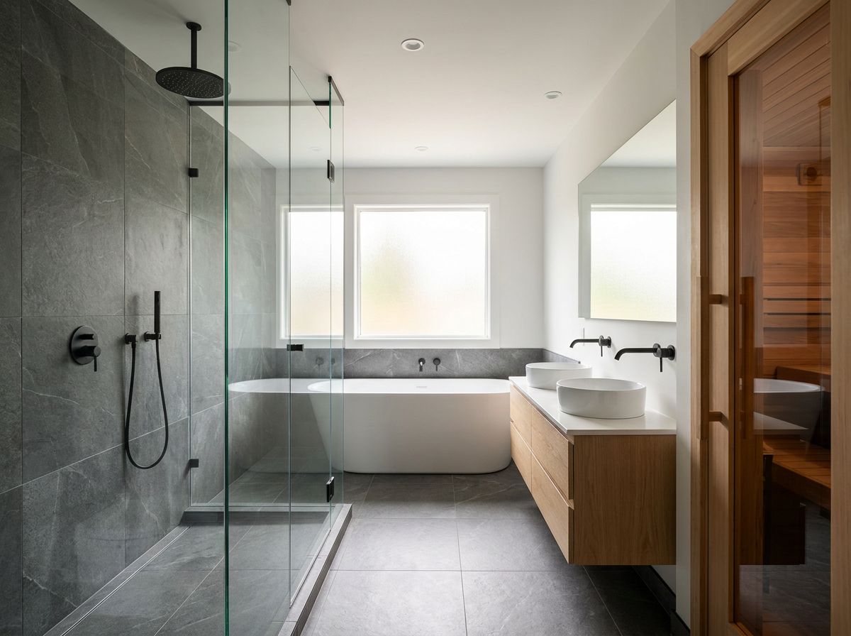 Bathroom and sauna addition built into an existing Duluth home