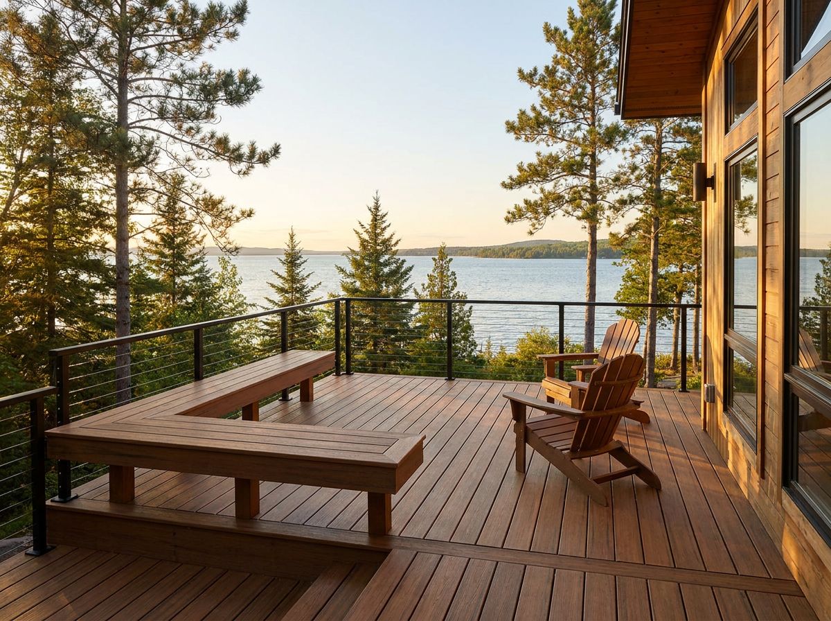 Thermally modified wood deck overlooking Lake Superior